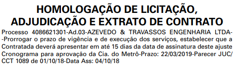 Diário Oficial aditivo Linha 15